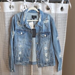 Risen Women's Light Blue Distressed Denim Jacket